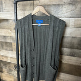 grey double pocket cardigan vest