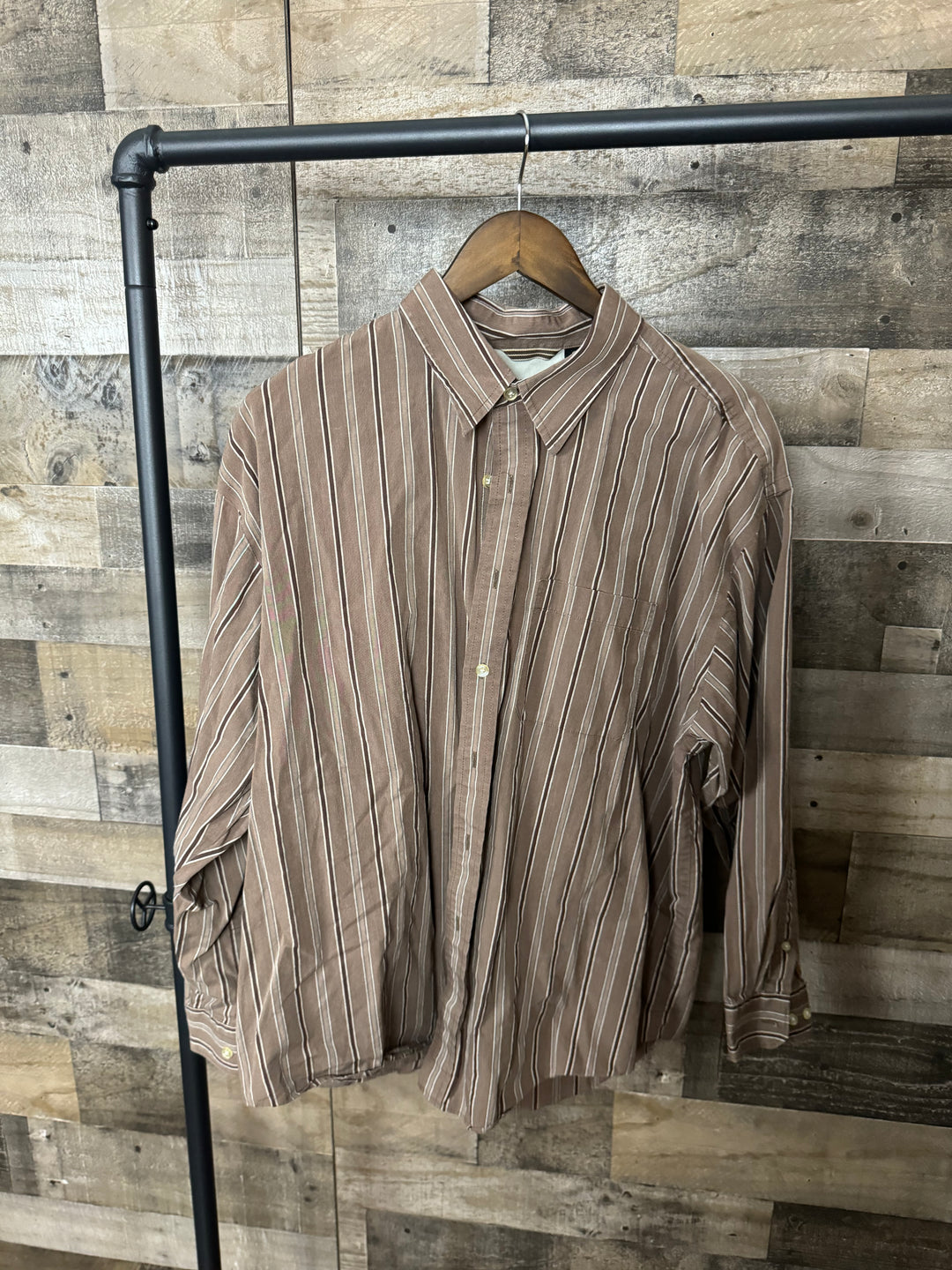 Brown striped button up